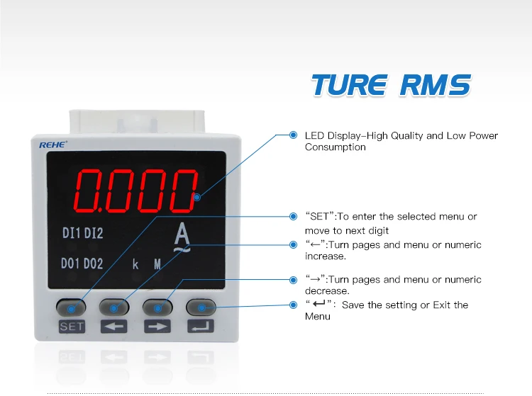 REHE DC RH-DA81 48*48 мм Цифровой умный однофазный Измеритель постоянного тока светодиодный