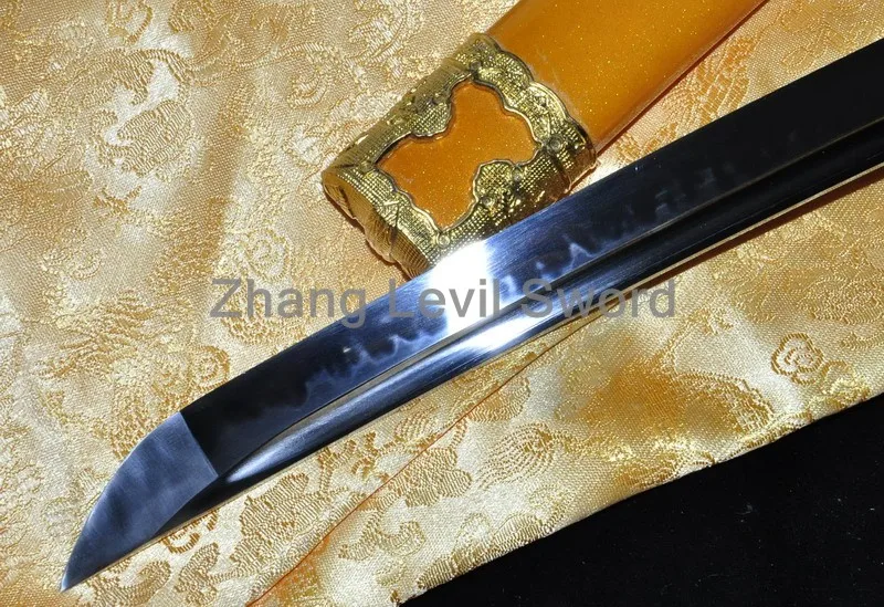 Tachi handmade katanas swords samurai japanese real clay tempered yellow saya dragon Tsuba | Дом и сад