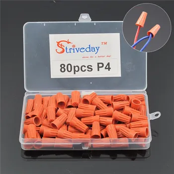 

80pcs boxed New P4 Rotating terminal crimping cap helical spring-type Terminal cap Orange color Hot sale