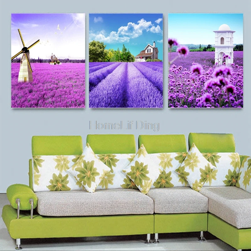 5D Diy Mosaic Embroidery Flowers Lavender Beautiful Landscape Diamond Painting Cross Stitch Kits Home Decor Full Square Round | Дом и сад