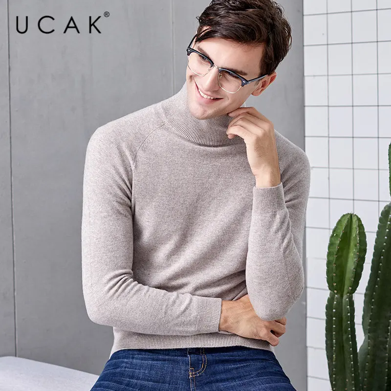 UCAK Brand Sweater Men Autumn Winter Soft Cashmere Sweaters Thick Warm Turtleneck Pull Homme Pure Merino Wool Pullover Men U3012 UCAK Brand Sweater Men Autumn Winter Soft Cashmere Sweaters Thick Warm Turtleneck Pull Homme Pure Merino Wool Pullover Men U3012