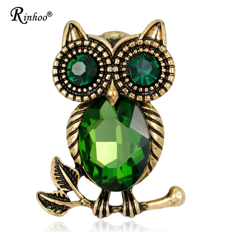 

Fashion Vintage Bronze Animals Owl Brooch Pin For Women Girl Rhinestone Crystal Up Bijoux Brooches Collar Costume Men Jewelry