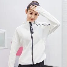 Топ для йоги с капюшоном и длинным рукавом, женская спортивная рубашка, спортивная одежда, женский спортивный трикотаж, Толстовка для фитнеса, куртка для бега, женская спортивная одежда