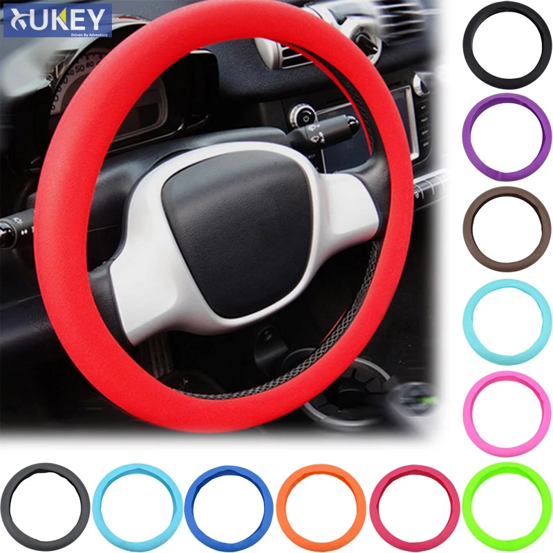 

Leather Texture Car Auto Silicone Steering Wheel Glove Cover Soft Multi Color Universal Skin Soft Silicon Steering Wheel Cover