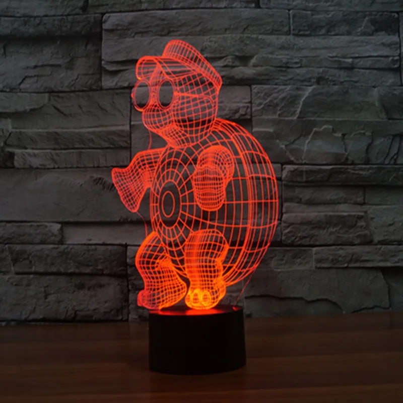 Креативный ниндзя черепаха 3d ночник трехмерный светодиодный свет дети жизни настольная лампа светодиодный Bulbing плафоны для ламп