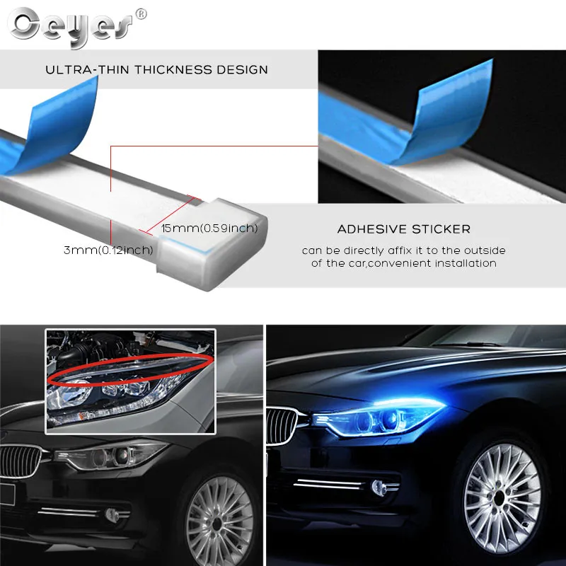 Car Day Light Led DRL Strip Lamp Headlight Daytime Running Lights Flowing (12)