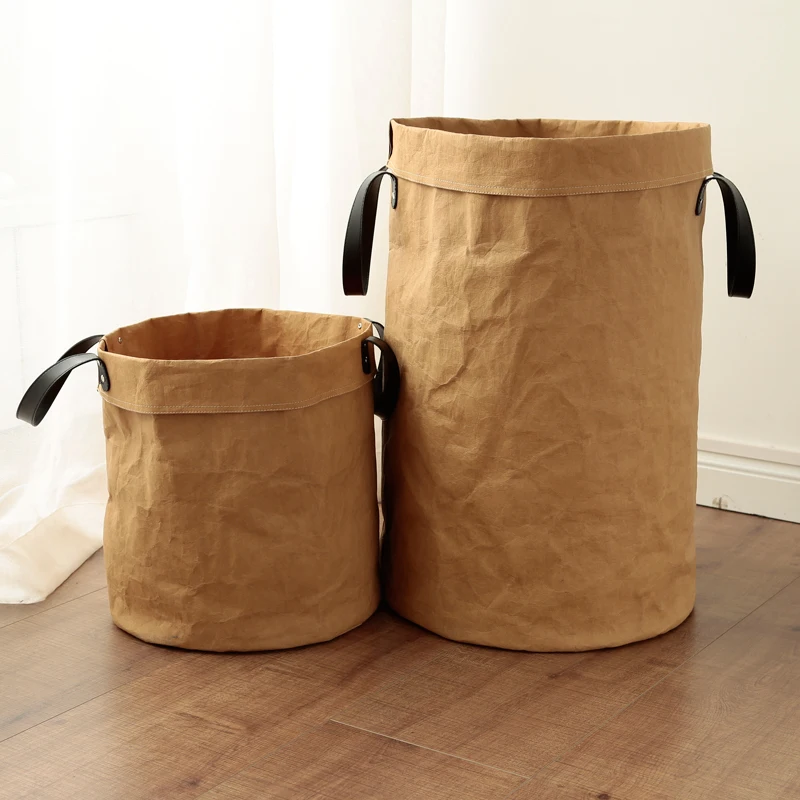 تايفك سلة الغسيل قماش لعبة صندوق تخزين لصق مرنة القشرة البني حقيبة يد ورقية burlywood القذرة الملابس المنظم بن