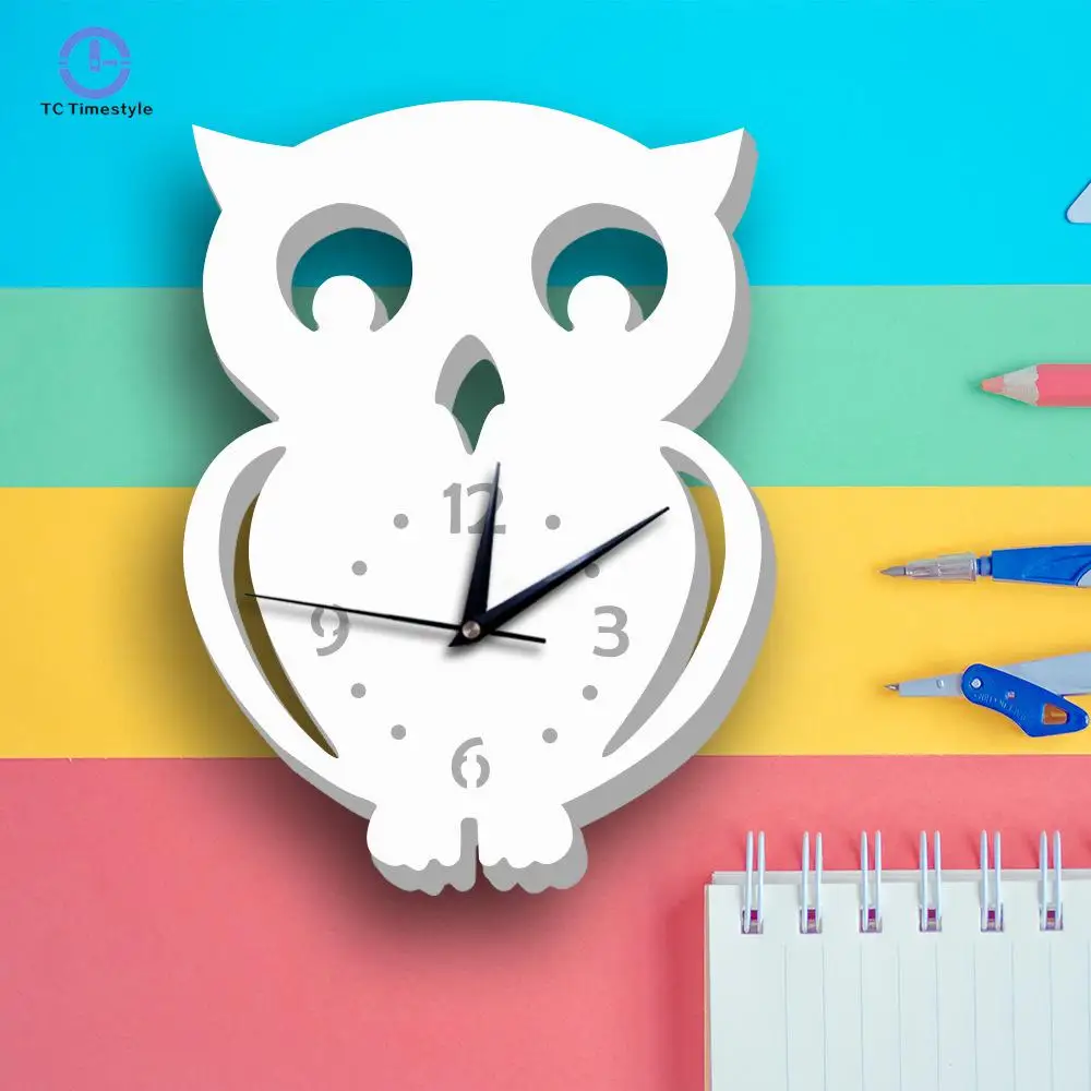 Nordic Clock Owl Cartoon Wall Watch Children's Room Bedroom Wall Clocks
