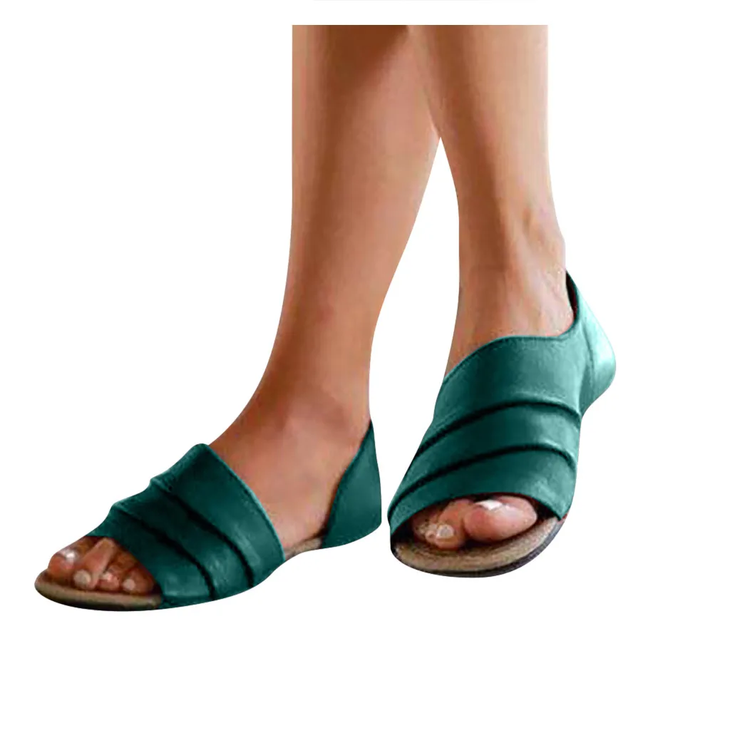 

shoes woman sandals women rhinestones Flats Shallow Mouth Peep Toe Beach Casual Shoes Roman Sandals zapatos de mujer#N3