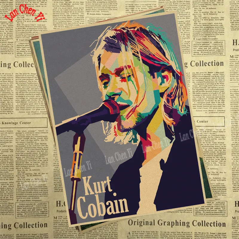Курт Кобейн, Нирвана рок-музыка Ретро плакат, крафт-бумага бумажные плакаты постер для бара/Кафе Ретро плакат настенный стикер декор комнаты - Цвет: Лиловый