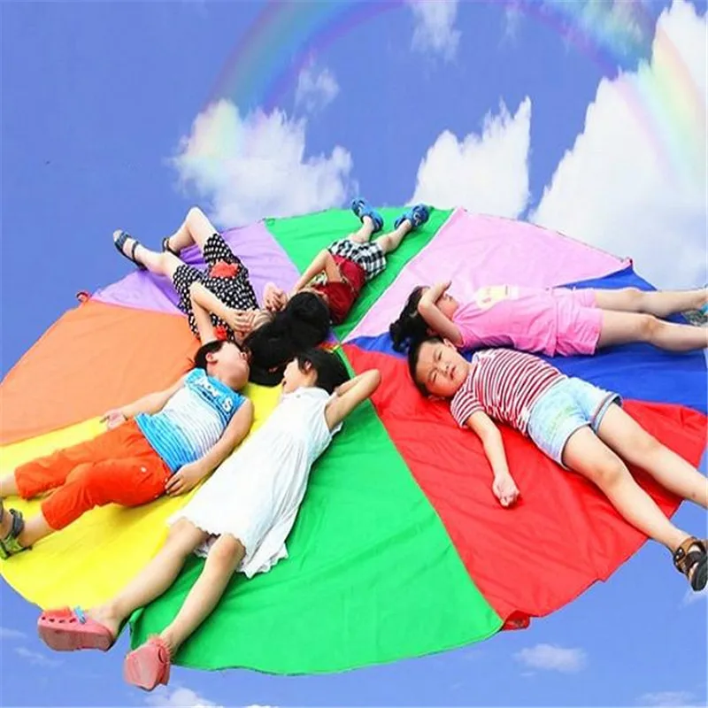 Top Kwaliteit 2 m Kind Outdoor Rainbow Paraplu Parachute Speelgoed Kleuterschool Ouder-kind Paraplu Rally Pretpark Speeltuin Top Kwaliteit 2 m Kind Outdoor Rainbow Paraplu Parachute Speelgoed Kleuterschool Ouder-kind Paraplu Rally Pretpark Speeltuin