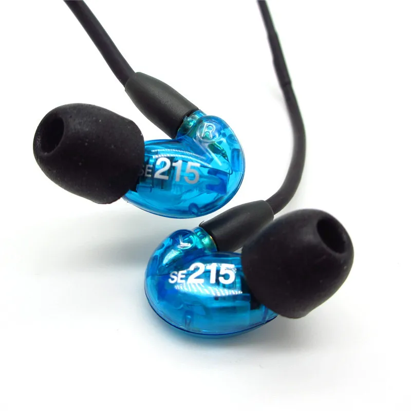 brand new se 215 diy in-ear hifi headphone wired noise cancelling headset with microfone 3.5mm earphone blue for pc computer