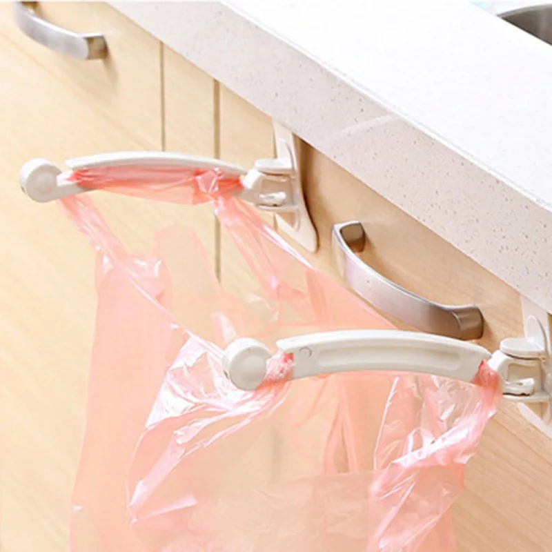 Kitchen Trash Bag Rack Cupboard Door Back Hanging Storage Garbage Bag Can Holder Hanging Kitchen Cabinet Trash bag Rack