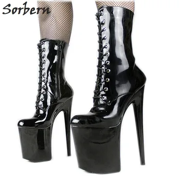 

Sorbern Mid-Calf Boots For Women 20Cm High Heels Thick Platform Heel Boots Lady Gaga Shoes Boots Night Club Pole Dancing Shoes