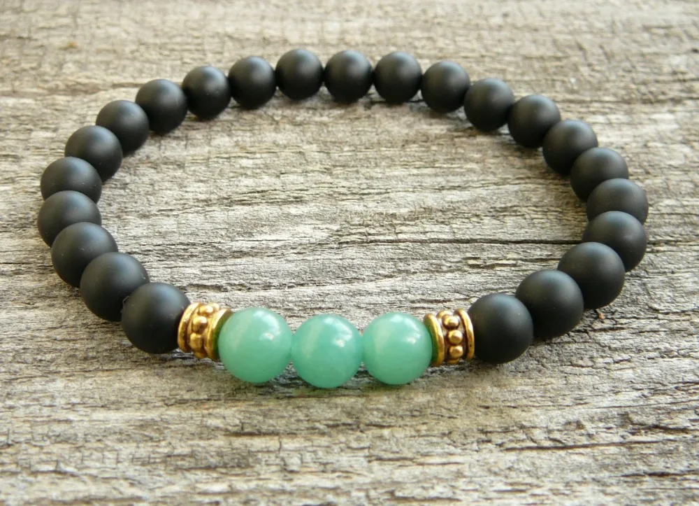 SN0327 Mens Unisex Bracelet Meditation Yoga mens beaded bracelet Mens Green Aventurine mattte