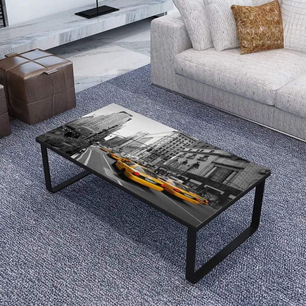 vidaXL Rectangular Coffee Table Side Sofa Print on Glasscoffee table