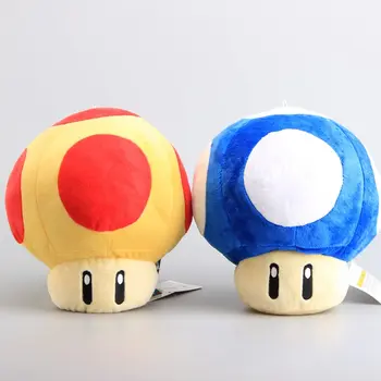 

Super Mario Bros 4 Colors Cute Toad Mushrooms Plush Toy Blue Red Stuffed Dolls Kids Gift 9" 22 CM