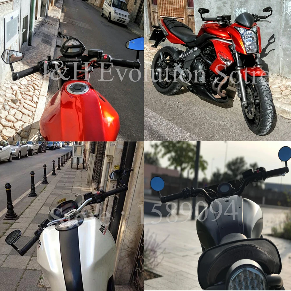 Retrovisores de Moto Laterais para Cafe Universal 7 e 8 Round Bar End Espelhos Motocicleta Motorbike Scooters Espelho Retrovisor Espelhos Retrovisores Racer 9 Acessórios e espelhos laterais