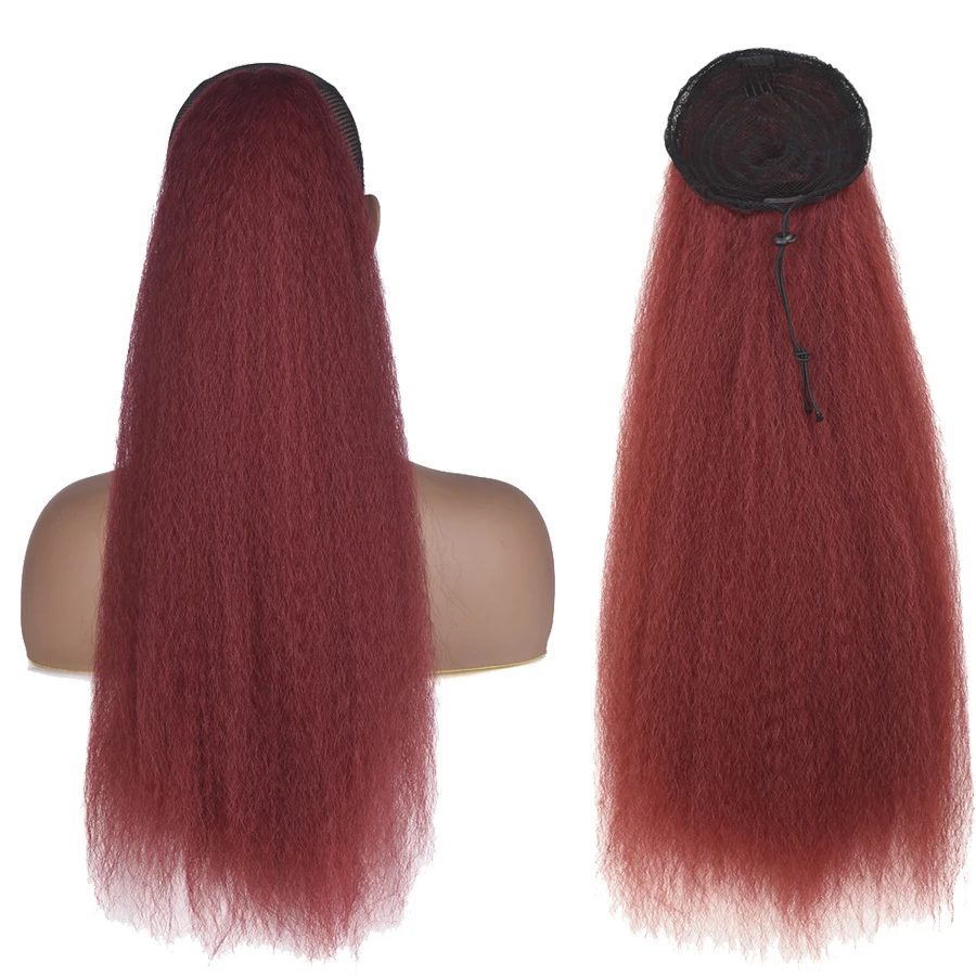 

Drawstring Afro Puff Kinky Straight Ponytail Synthetic Hair Elastic Band Ponytails Hairpiece For Women Clip in Hair Extension