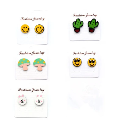 

2018 New Women Smile cute animal Earrings Fashion acrylic Cute Pineapple Stud Earrings for Women Girls Weddings Party Gift Ear