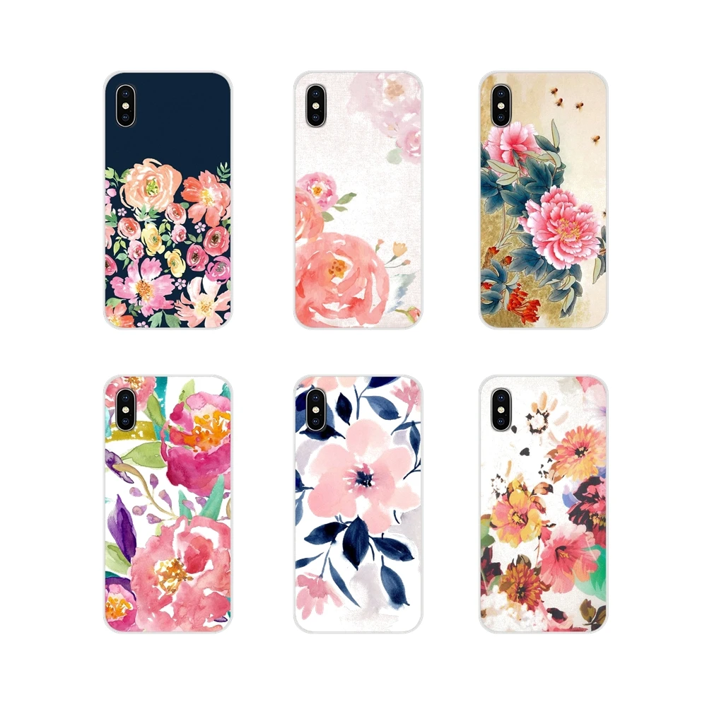 Silicone Phone Cover Bag Flower watercolour Painting Art For Xiaomi Mi6 A1 5X 6X Redmi Note 5 5A 4X 4A 4 3 Plus Pro pocophone F1 | Мобильные