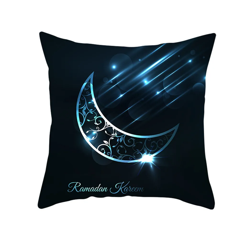 

Muslim Ramadan Pattern Polyester Cushion Cover Decorative Pillowcase Eco-Friendly Gold Sofa Seat Case Pillowcases Soft Bed Case