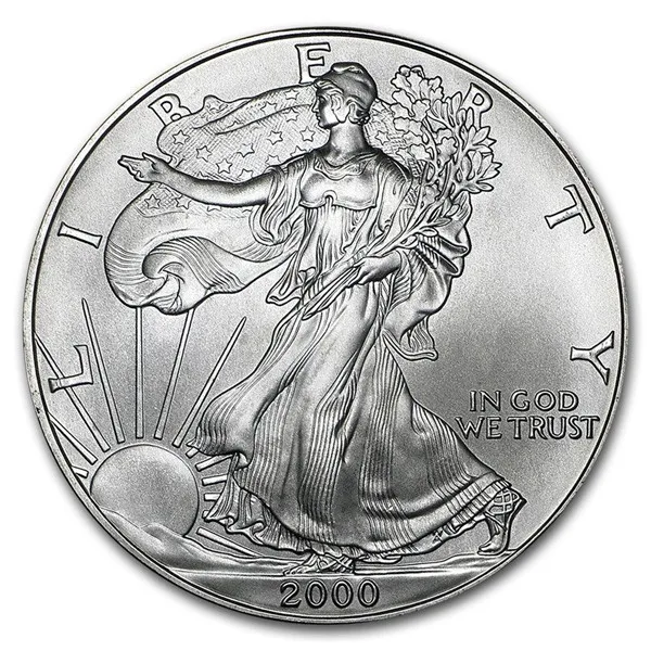 Горячая золотая монета американский золотой Орел 1 сувенирная монета. 999 Bullion Золотая круглая монета, американский золотой Орел 1 унций - Цвет: 2000 Silver