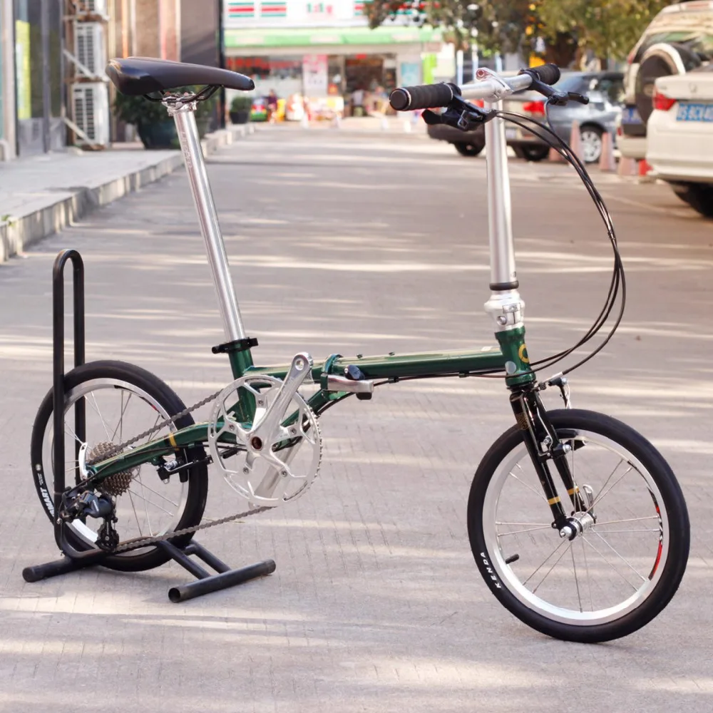 Хромированный стальной складной велосипед 1" Minivelo Mini velo велосипед городской коммутирующий велосипед с V тормозом складной 9 скоростей Fnhon Post зеленый