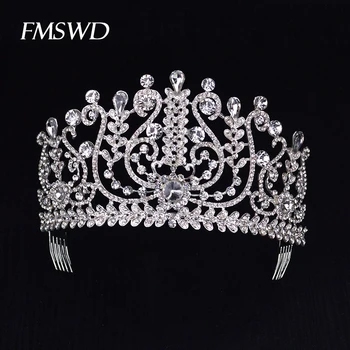 

Fashion Crystal Baroque Queen Tiara Hair Crown Bride Hair Jewelry Elegant Wedding Crown Headdrss Bride Accessories HG-045