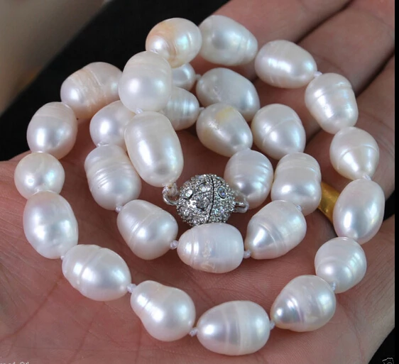 

Free Shipping xiuli 003525 LARGE 11-12MM NATURAL WHITE REAL BAROQUE CULTURED PEARL NECKLACE