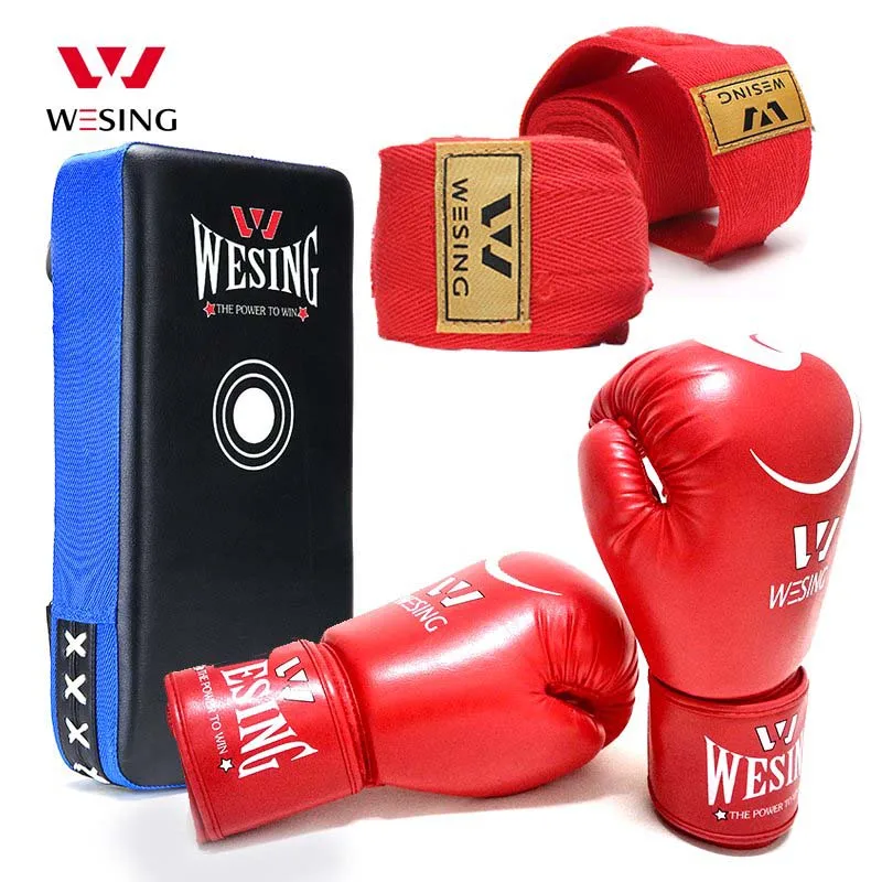 free-shipping-martial-art-hot-sale-pu-boxing-pad-boxing-gloves-hand-wraps-3set (2)