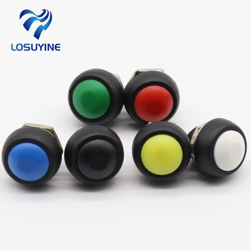 

6PCS 12mm Waterproof Momentary Push button Switch OFF-(ON) Self Return