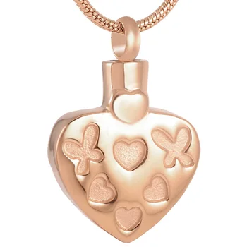 

IJD9184 Stainless Steel Cremation Inlay little Butterfly and Heart Putting for Ashes Urn Pendant Necklace For Women Jewelry