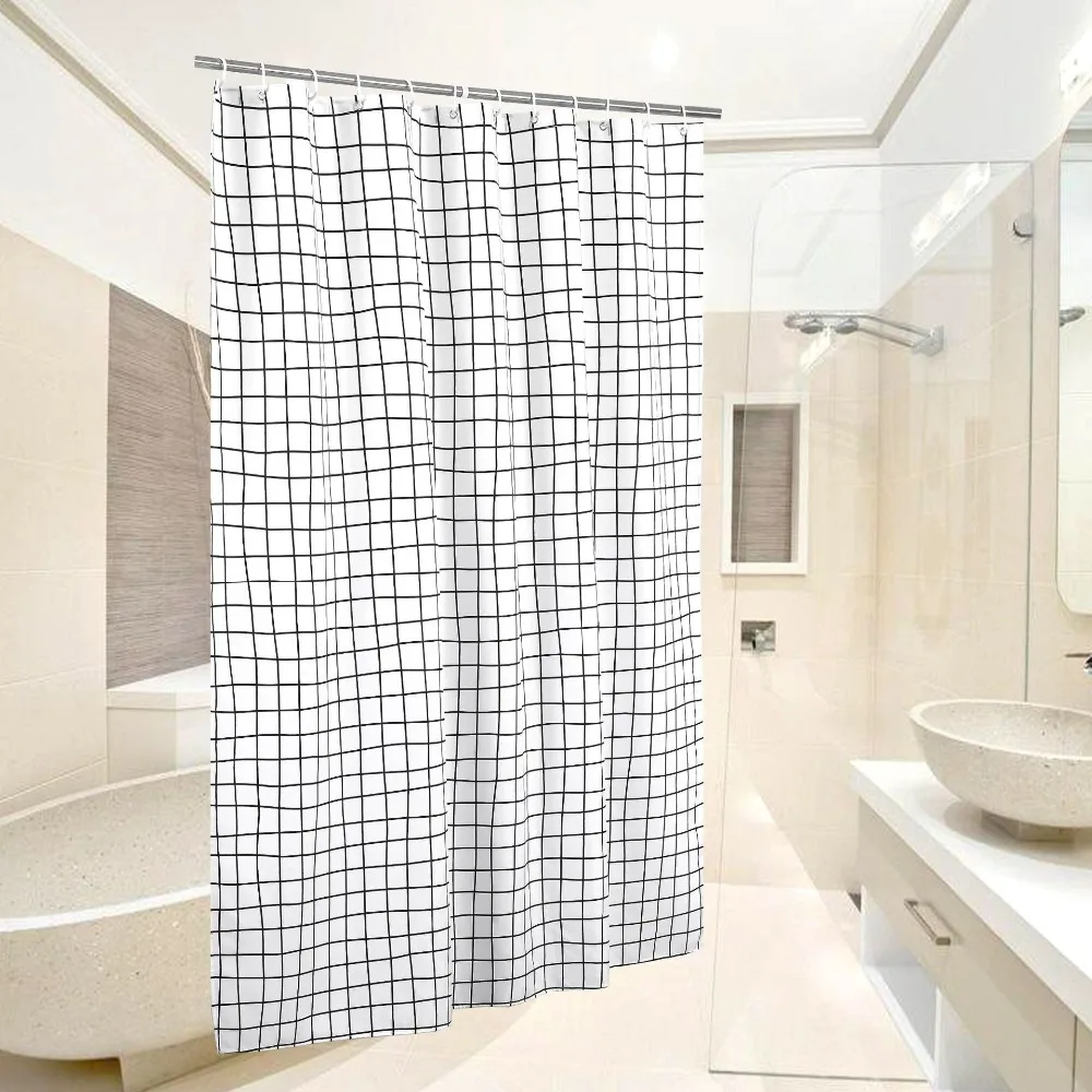 new black and white lattice shower curtain bathroom partition curtain