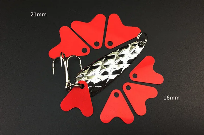 50 шт. в форме сердца красные пластиковые рыбные хвосты для металлической ложки приманки 21 мм 16 мм DIY рыболовные аксессуары