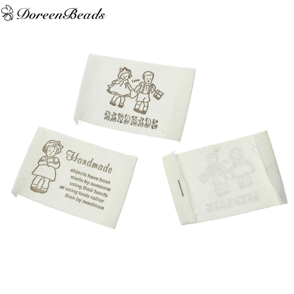 

DoreenBeads Cotton Woven Printed Labels DIY Scrapbooking Craft Rectangle & Brown At Random Pattern 47 x 25mm, 200 PCs