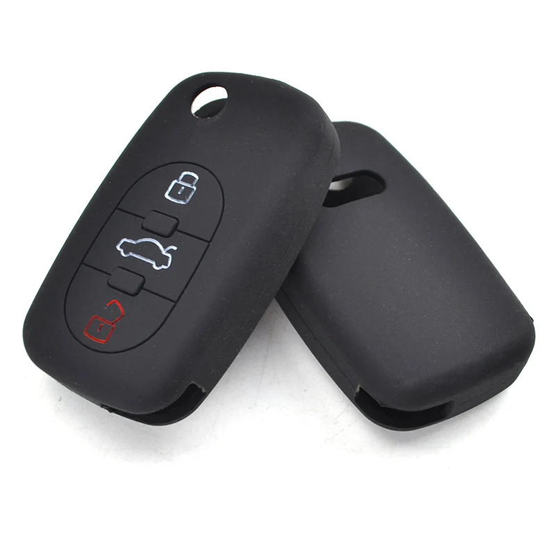 Key Case Cover 3 Button Silicone Car Remote Key Fob Shell Cover Case For Audi A2 A3 S3 A4 S4 RS4 A6 S6 A8 S8 TT Roadster Cabriolet 1997-2006