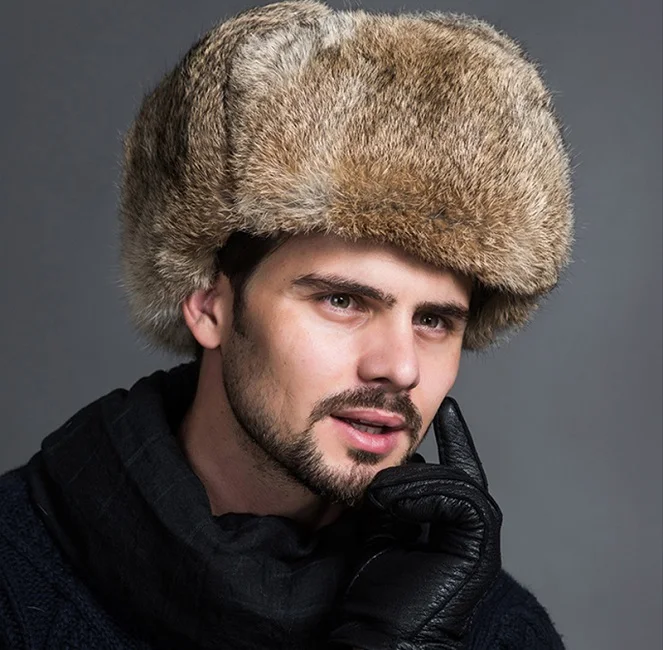 Зимние осенние модные русские мужские теплые меховые шапки бомберы однотонные