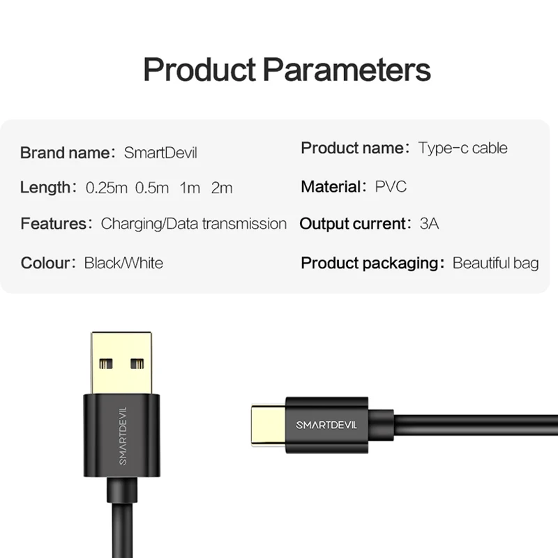 SmartDevil USB نوع C كابل لسامسونج غالاكسي S10 s9 plus USB-C الهاتف المحمول سريع شحن نوع-C كابل ل xiaomi redmi note 7 SmartDevil USB نوع C كابل لسامسونج غالاكسي S10 s9 plus USB-C الهاتف المحمول سريع شحن نوع-C كابل ل xiaomi redmi note 7