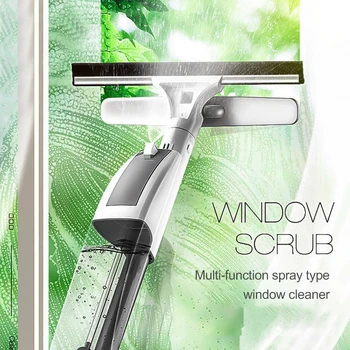 

Glass Cleaning Brush with Water Spray Window Cleaner High quality aluminum long handle Wiper and cloth combo silicone #