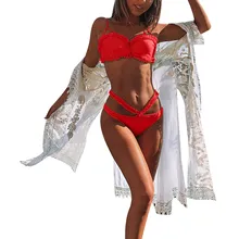 Сексуальное пляжное бикини Mujer однотонный комплект бикини женский пуш-ап бюстгальтер купальный костюм пляжная одежда купальники купальник Maillot De Bain Femme