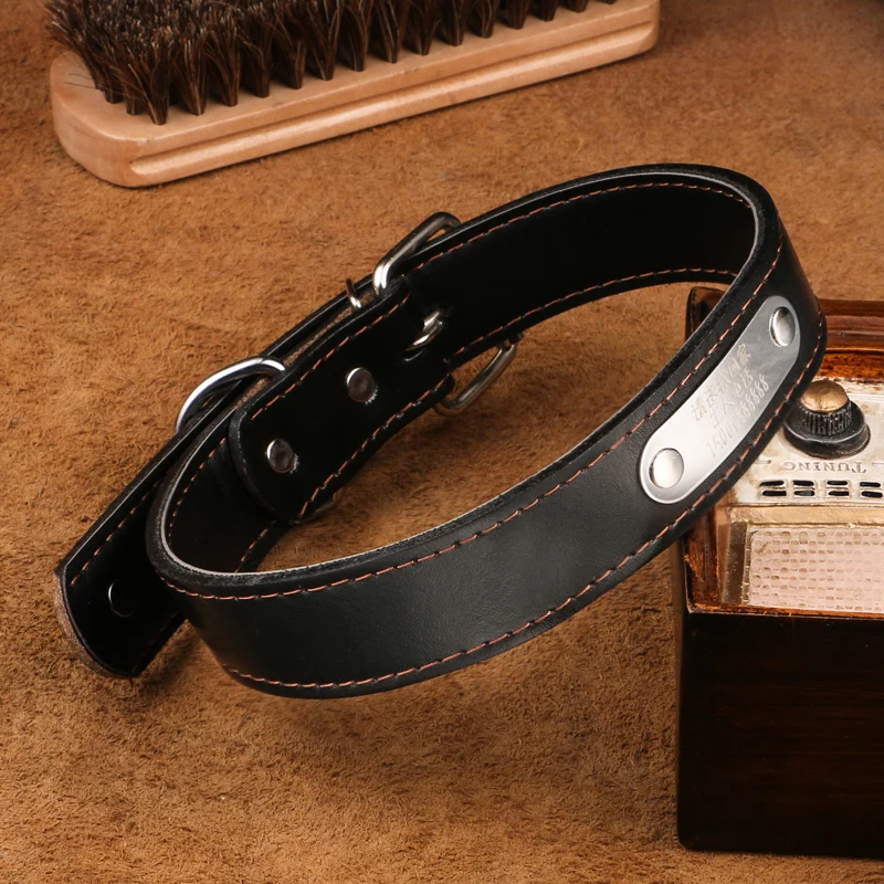 

Yooap Summer Personalized Custom Cowhide Dog Collars with ID Tags For Small Medium Large Dog Bulldog Beagle Correa Perro Pitbull