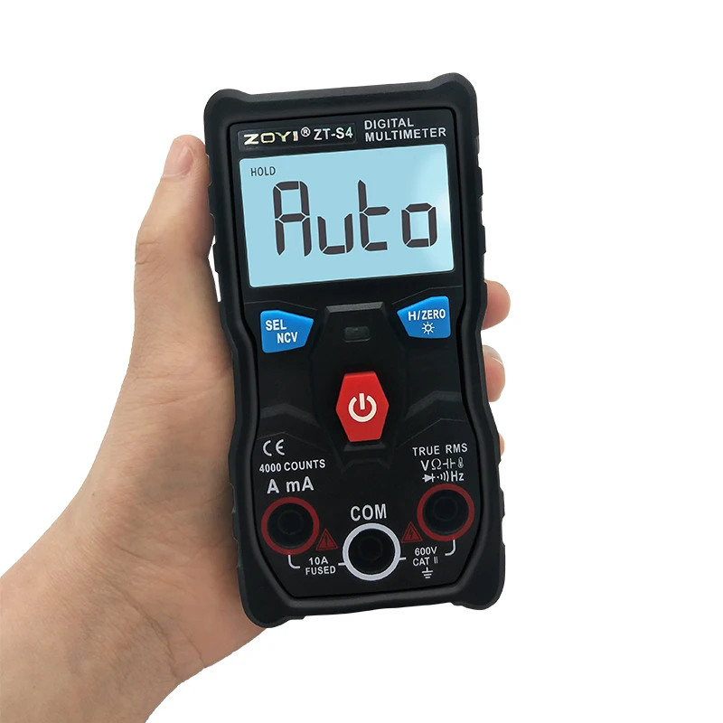 

ZT-S4 Digital Multimeter 4000 Count Professional True RMS Automatic Ranging AC / DC Volt Capacitor NCV DATA HOLD LCD