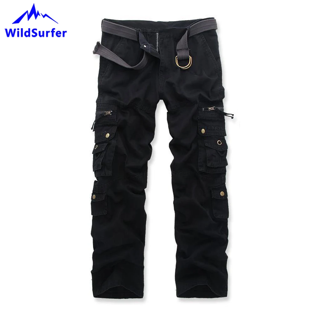 Men's Multi Pocket Military Tactical Trousers, Cotton Overalls Pants, Trekking Pants, Hiking, Plus Size