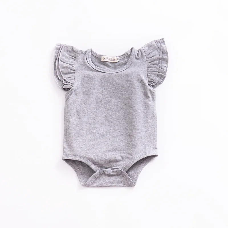 Детские комбинезоны с длинными рукавами, весна, комбинезон для новорожденных девочек, однотонная Милая одежда принцессы с расклешенными рукавами для малышей от 0 до 3 лет - Цвет: grey sleeveless