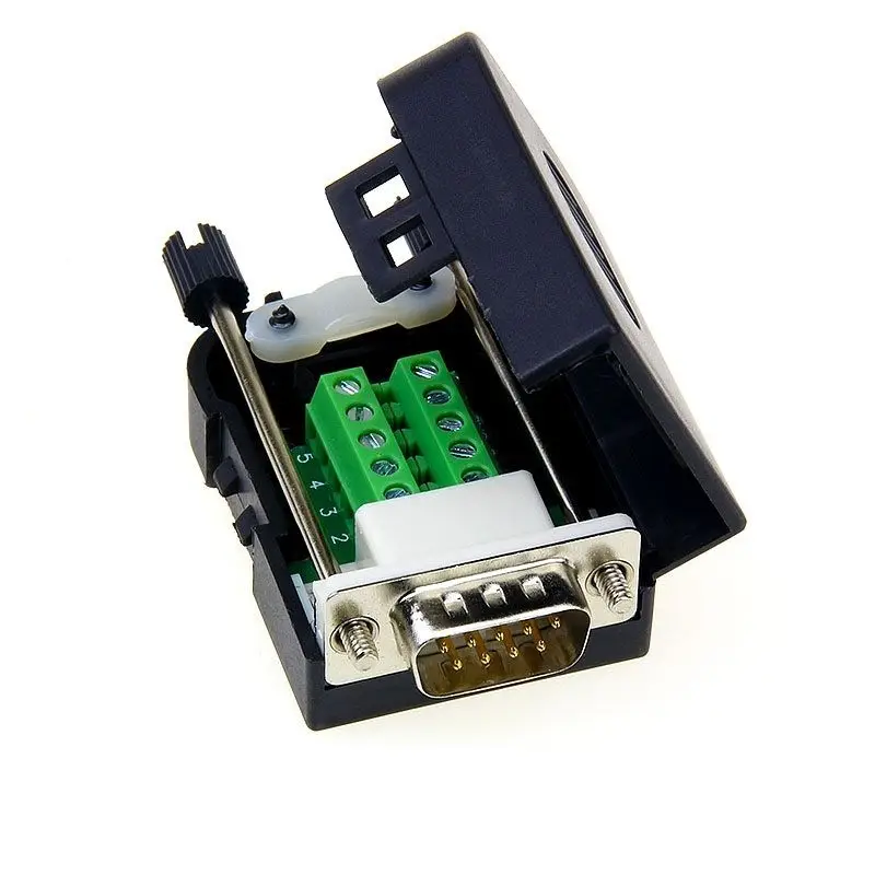 D SUB DB9 Male 9Pin Black Cover Screw Type Breakout Terminals Connector in Replacement Parts