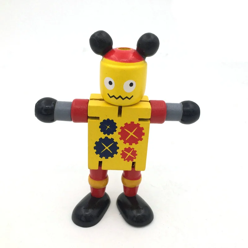 Model Building Figurines Early Educational Toys Wooden Elastic Robot Post Blocks Dolls Children's Birthday Gift Christmas Figure (4)