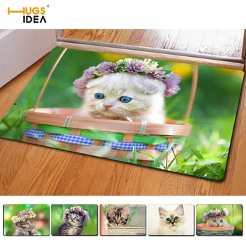 

HUGSIDEA 3D Creative Animal Cat Pattern Welcome Doormat Rugs Custom Floor Carpet for Living Room Bedroom Kitchen Carpets Tapis