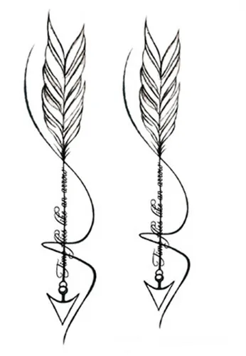 waterproof temporary fake tattoo stickers cool grey feather arrow