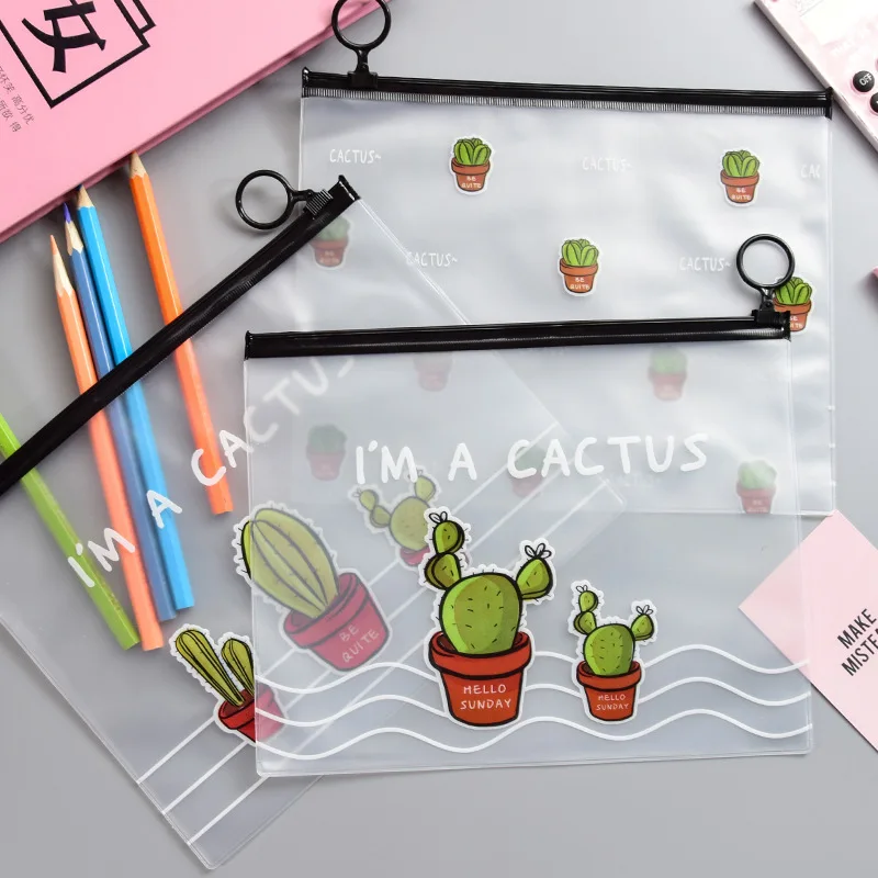 

Cute Transparent Pencil Bags Kawaii Cactus Clear Pen Case Kawaii School Pencil Case For Boys Stationery Office School Supplies